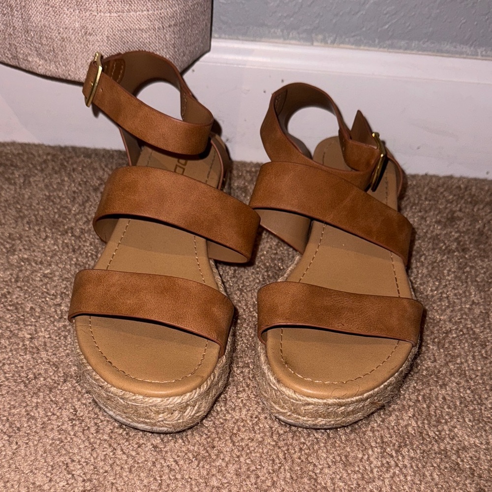 Soda Tan Strappy Sandals